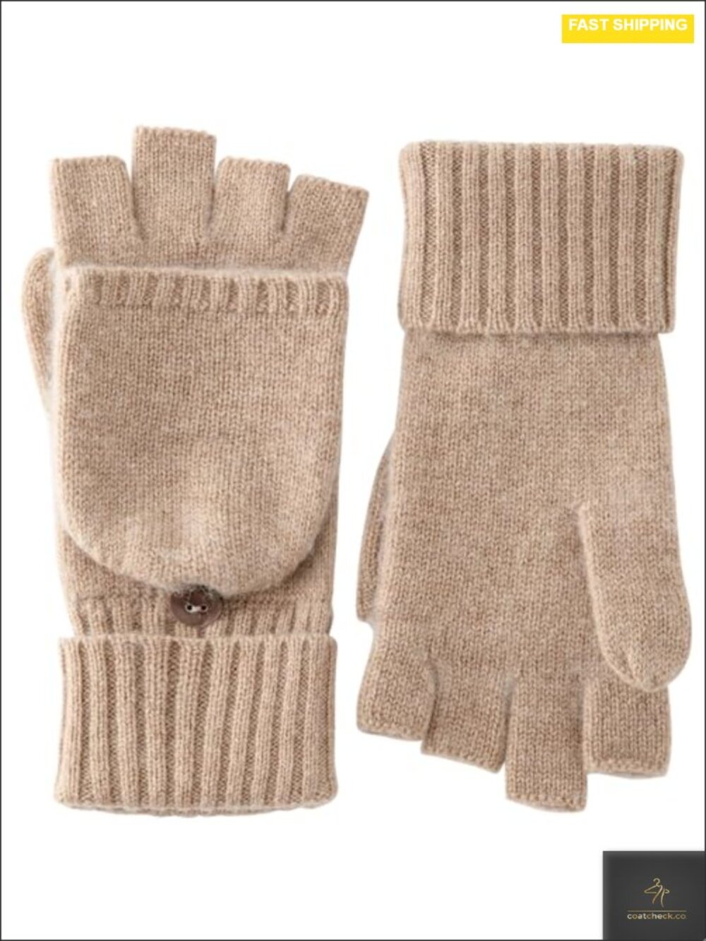 100% Cashmere Fingerless Gloves Convertible Mittens Women